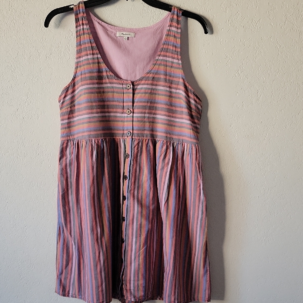 Madewell Striped Sleeveless Button-Down Sz L Dress - Picture 3 of 11